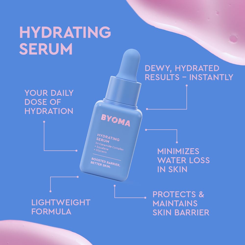 BYOMA So Hydrating Set - Barrier Repair Skincare Set - Creamy Jelly Cleanser Hydrating Face Serum & Ceramide Face Moisturizer for Dry Skin - Anti Wrinkle Alcohol Free Skin Care - 30ml 15ml 15ml