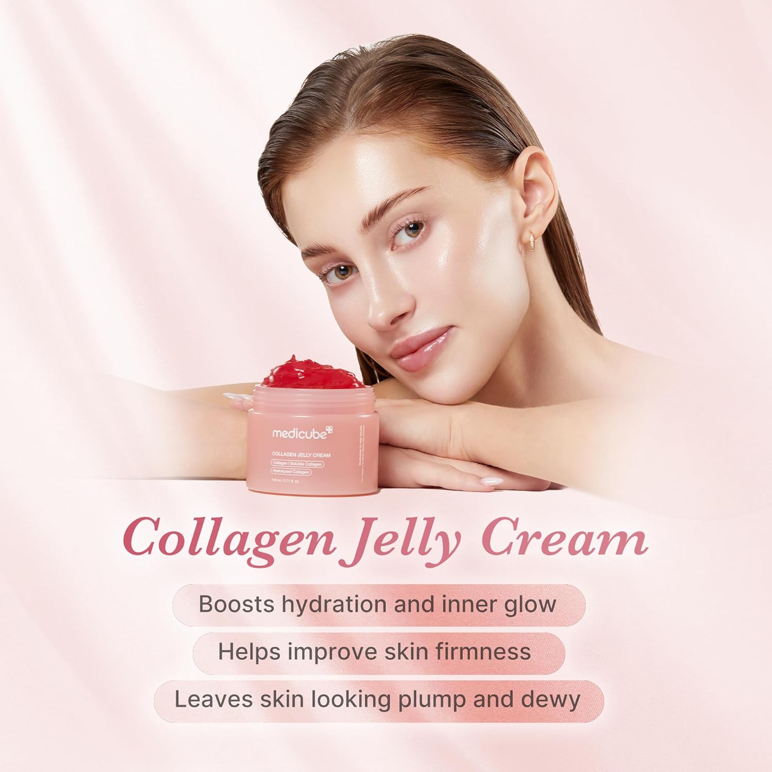 Medicube Collagen Jelly Cream- Niacinamide & Freeze-Dried Hydrolyzed Collagen - Boosts skins barrier hydration and gives 24h Glow & Lifted Look - No artificial color Korean skincare (3.71 fl.oz.)