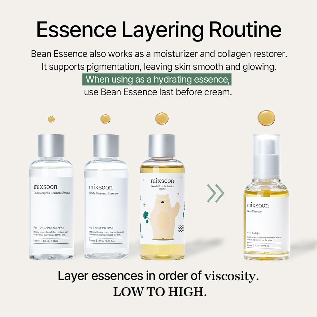 mixsoon Bean Essence Vegansnail Exfoliating Essence for face Hydrating Korean Skin CareGlassskin 1.69 fl.oz/50ml