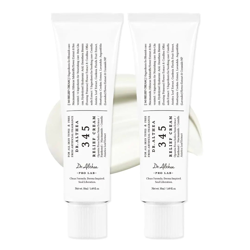 Dr.Althea 345 Relief Cream | Daily Face Moisturizer | Blemish Relief Care | Soothing Recovery & Moisture with Niacinamide Panthenol | Korean Vegan Skin Care for All Skin Types | 1.7 Fl Oz (Pack of 2) he