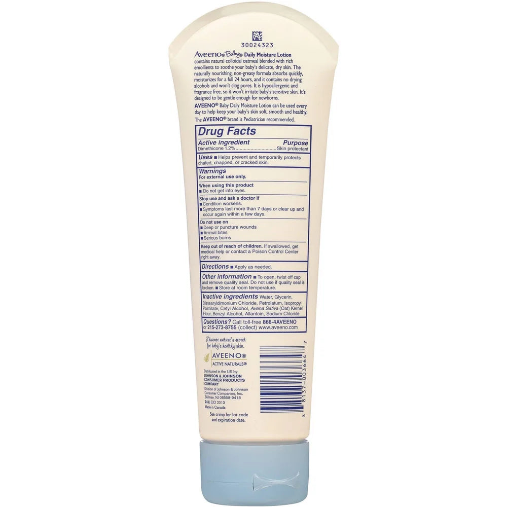 Aveeno Baby Daily Moisture Lotion with Natural Colloidal Oatmeal & Dimethicone Fragrance-Free 8 oz